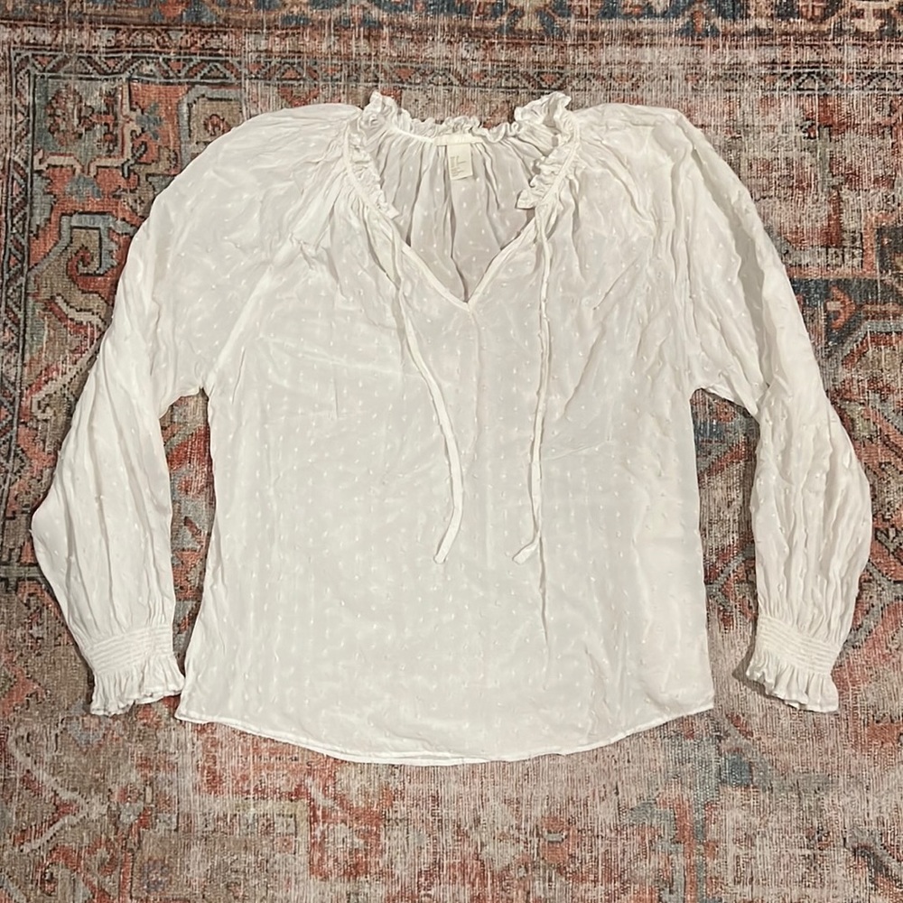 H&M white flowy top size 6